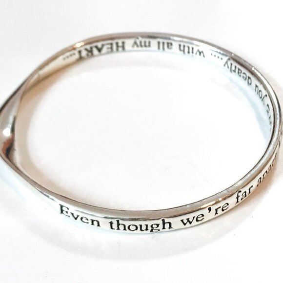 Silver Plated Message Bangle - Even though we're far apart I LOVE you dearly.... - Picture 2 of 5